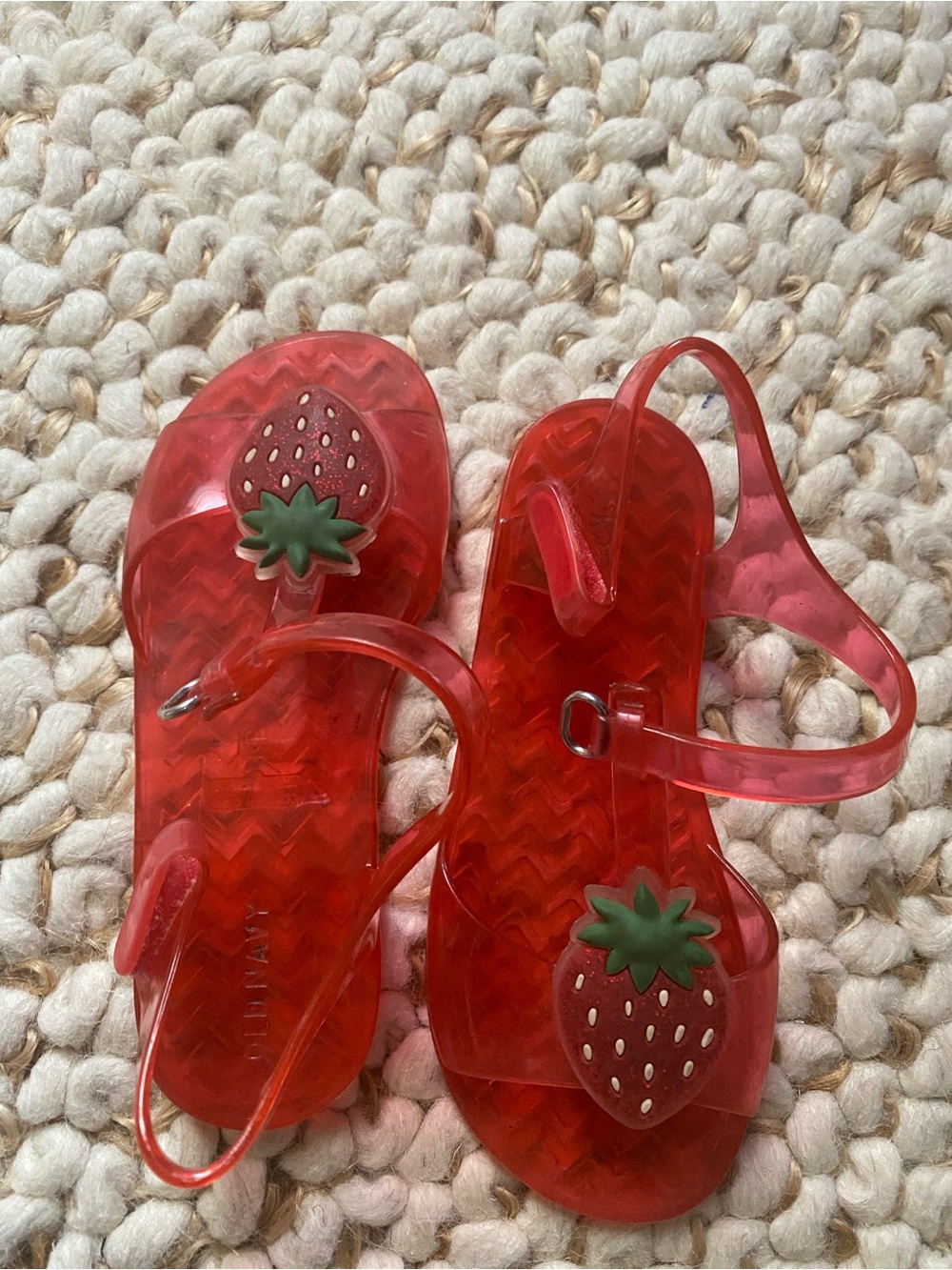 Old Navy Red Jelly Sandals with Strawberry Charm - Picture 2 of 3